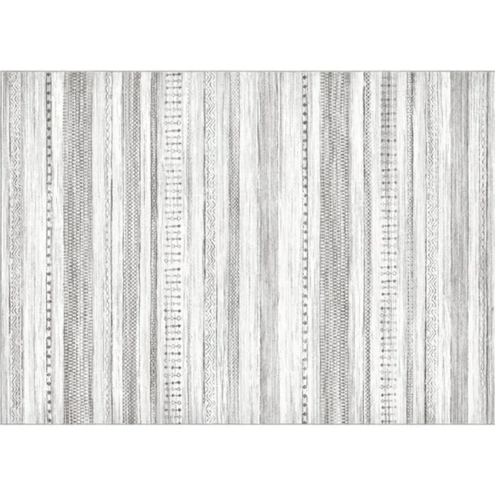 New 5x7 Grey Area Rug, Washable Soft Geometric Carpet for Home, Room & Office